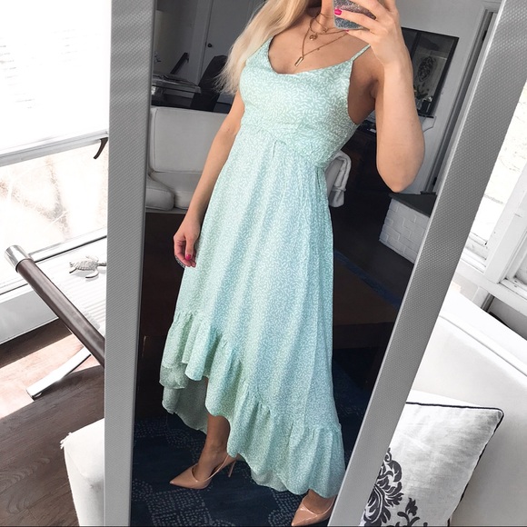 🌿 TALL KIWI & PUNCH MINT LEAF HIGH-LOW MAXI DRESS - Picture 6 of 13